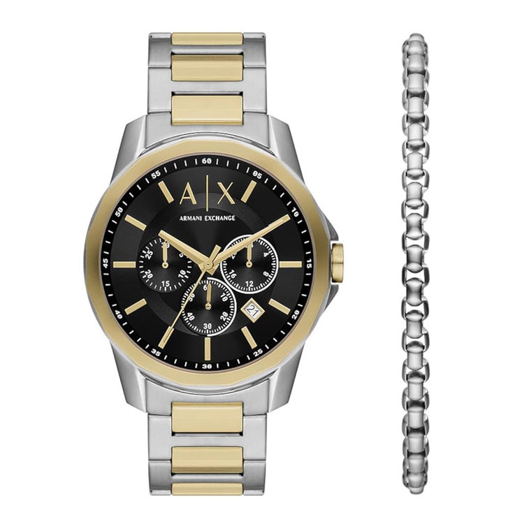 Armani Exchange gent watch set with 2 pcs gold