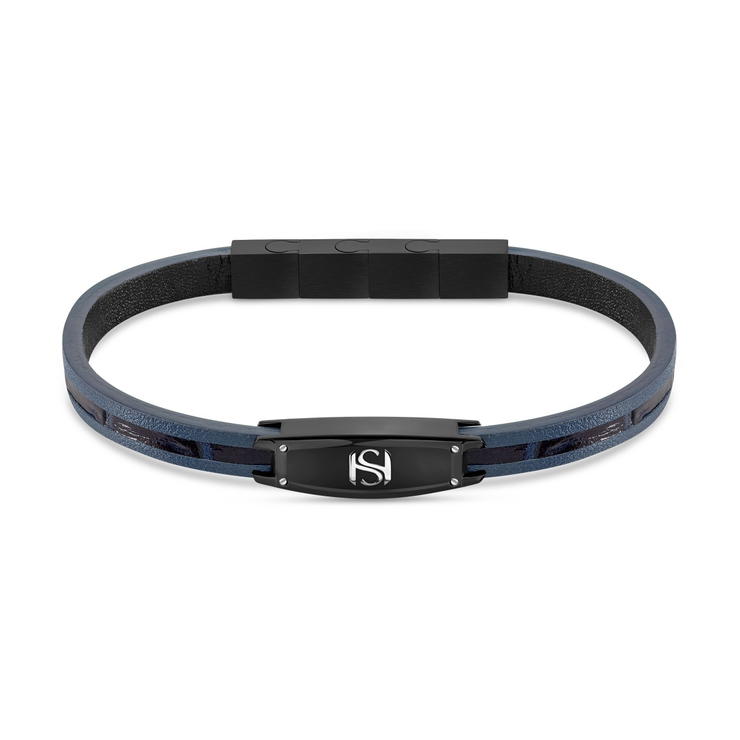 Saint Honore bracelet for men leather navy blue 