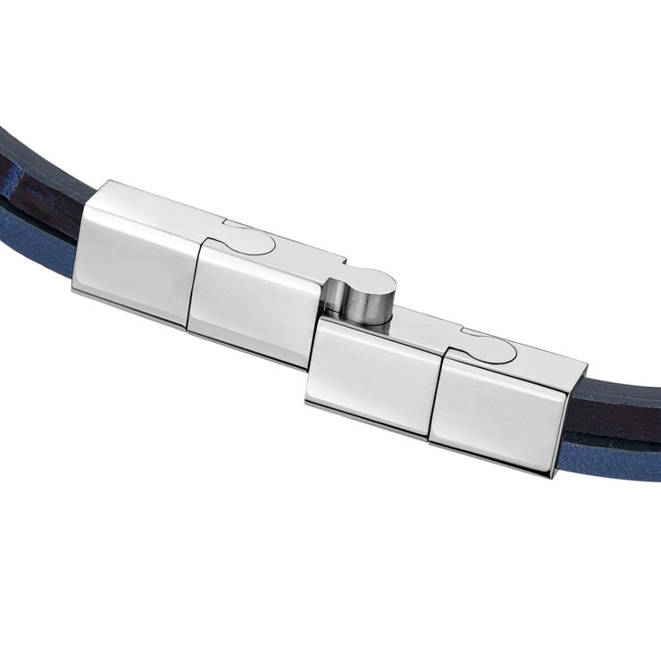 Saint Honore bracelet for men leather blue , Black 