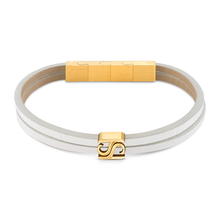 Saint Honore White Leather Bracelet with Gold Stainless Steel