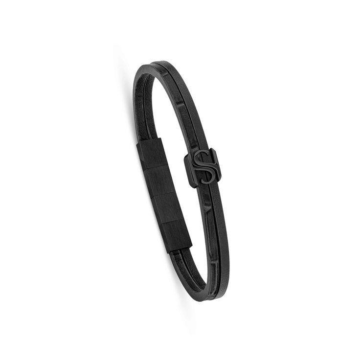 Saint Honore S bracelet for men black with leather black