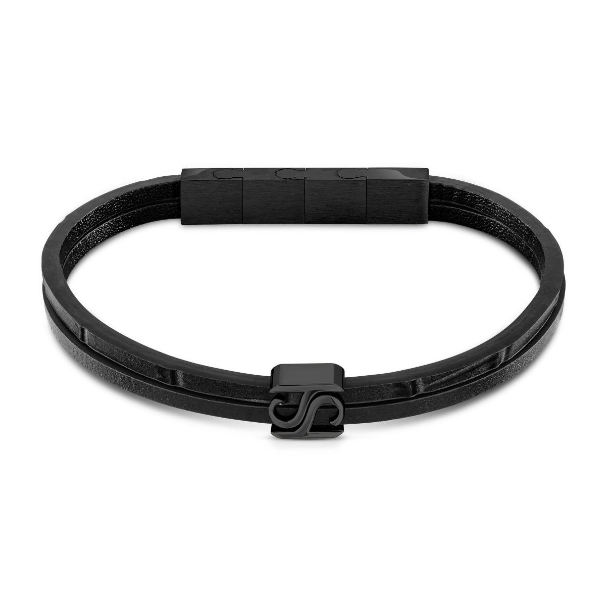 Saint Honore S bracelet for men black with leather black 