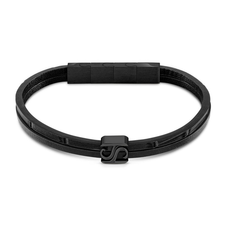 Saint Honore S bracelet for men black with leather black