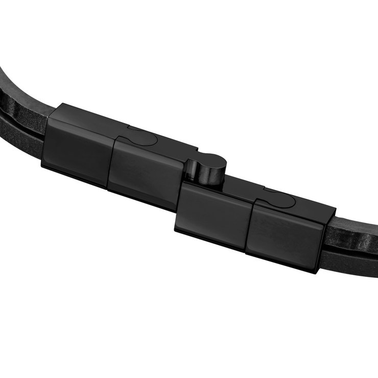 Saint Honore S bracelet for men black with leather black