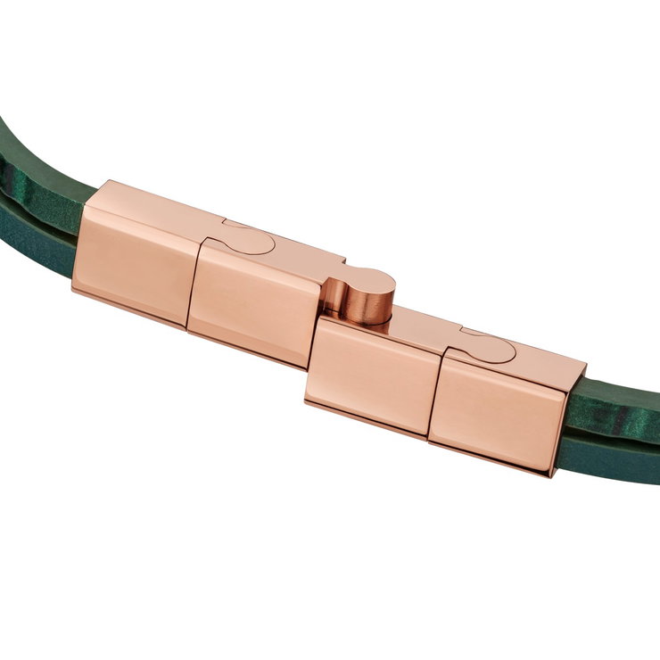 Saint Honore S bracelet for men rose gold with leather green
