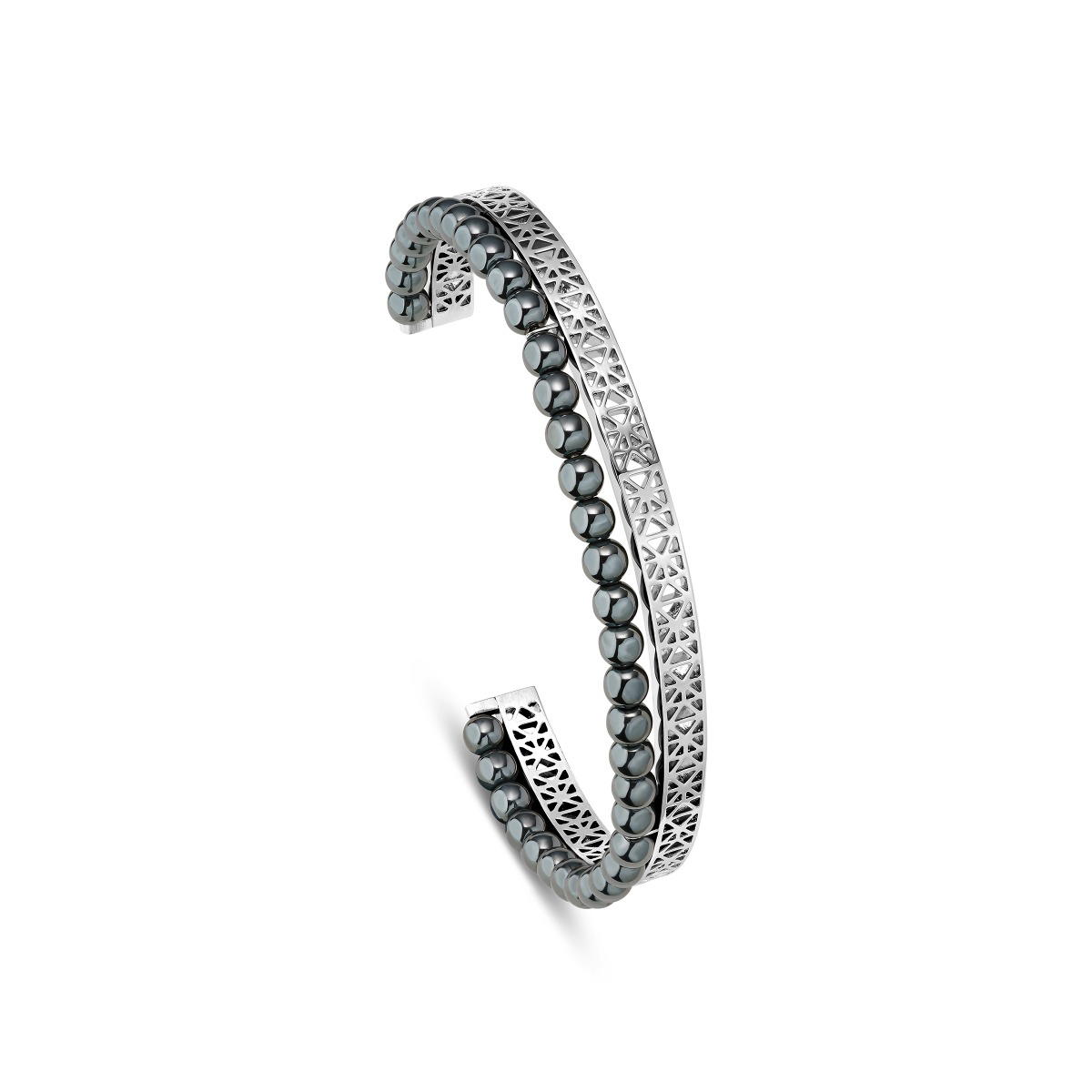 Saint Honore bangle for men steel silver beads 