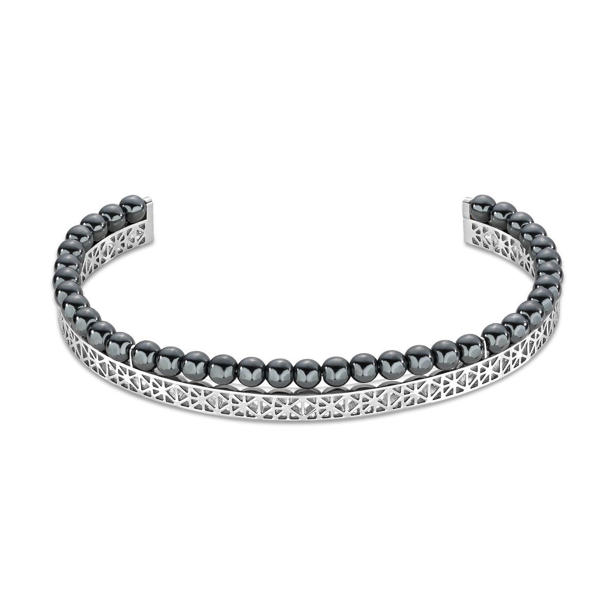 Saint Honore bangle for men steel silver beads 