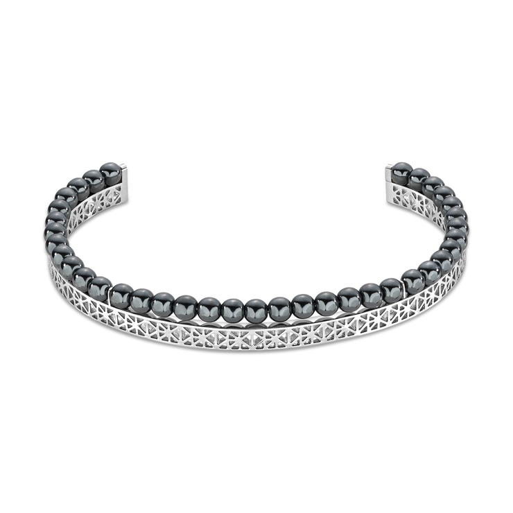 Saint Honore bangle for men steel silver beads 