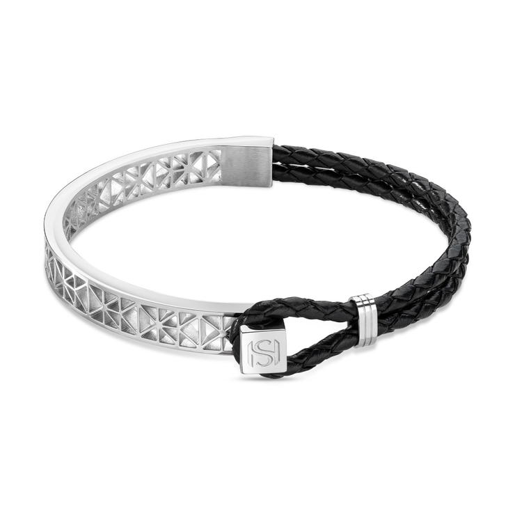 Saint Honore CHAMP DE MARS bracelet for men silver , Black 