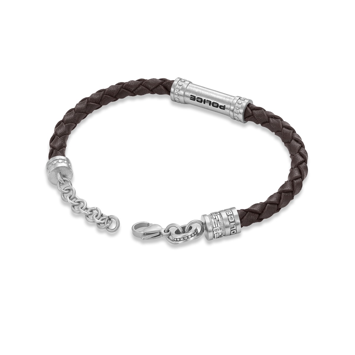 Police Men Bracelet Leather Brown and Steel