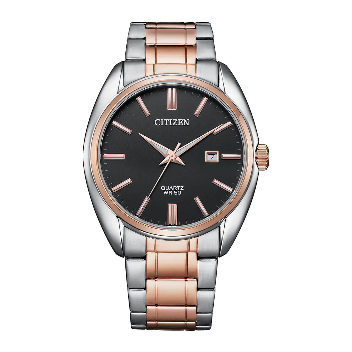 Citizen Quartz Men's Watch - Rose Gold & Black Dial