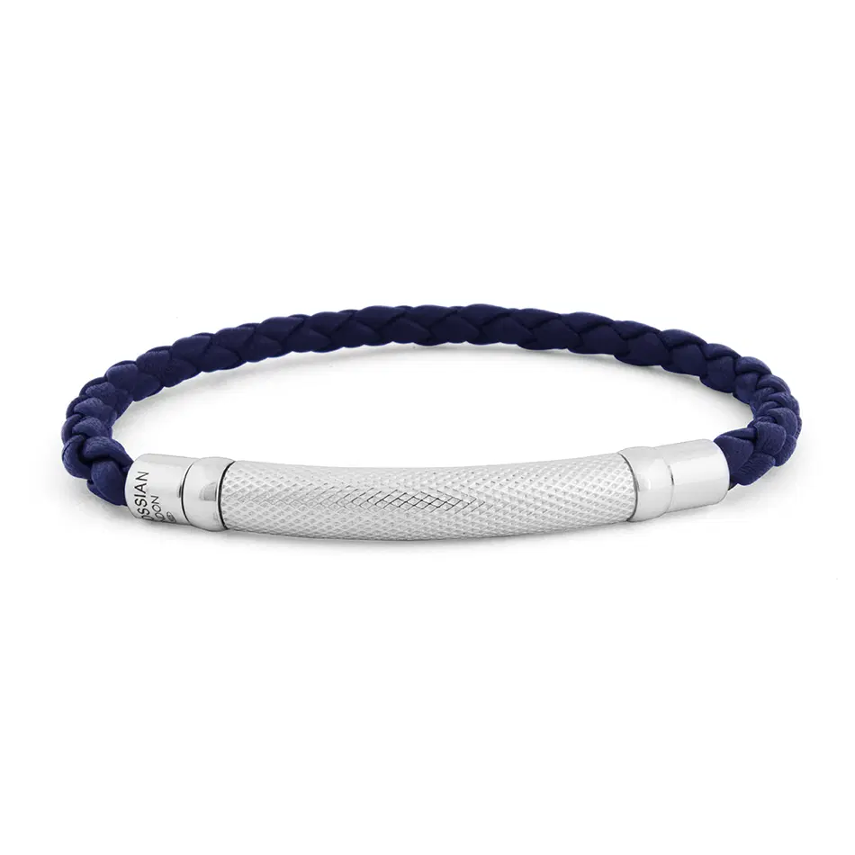 Tateossian Men’s Blue Braided Leather Bracelet