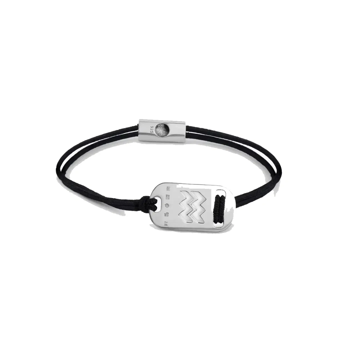Tateossian Silver Aquarius bracelet with black cord