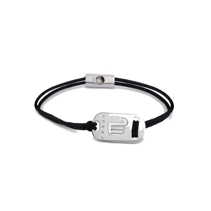 Tateossian Silver Scorpio bracelet with black cord