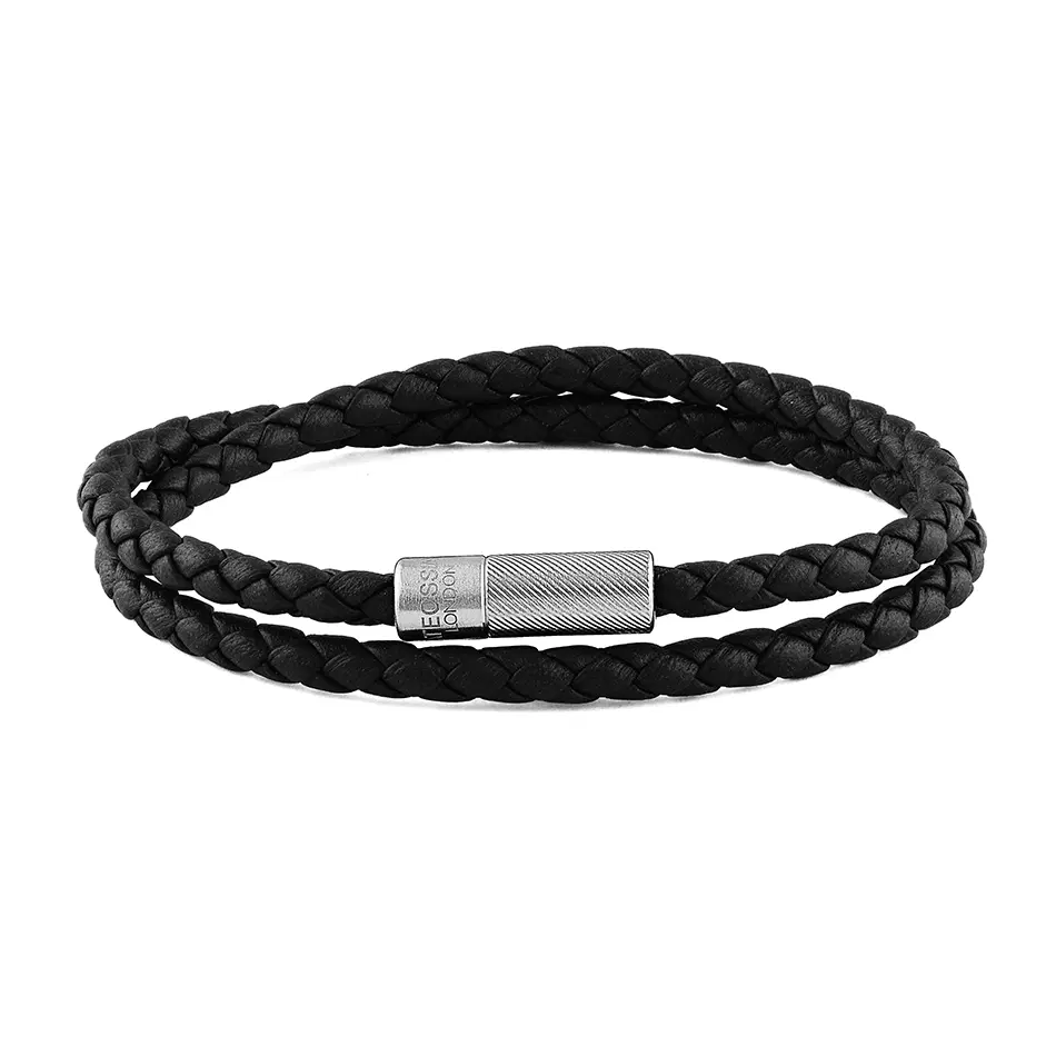 Tateossian Men’s Black Leather Bracelet