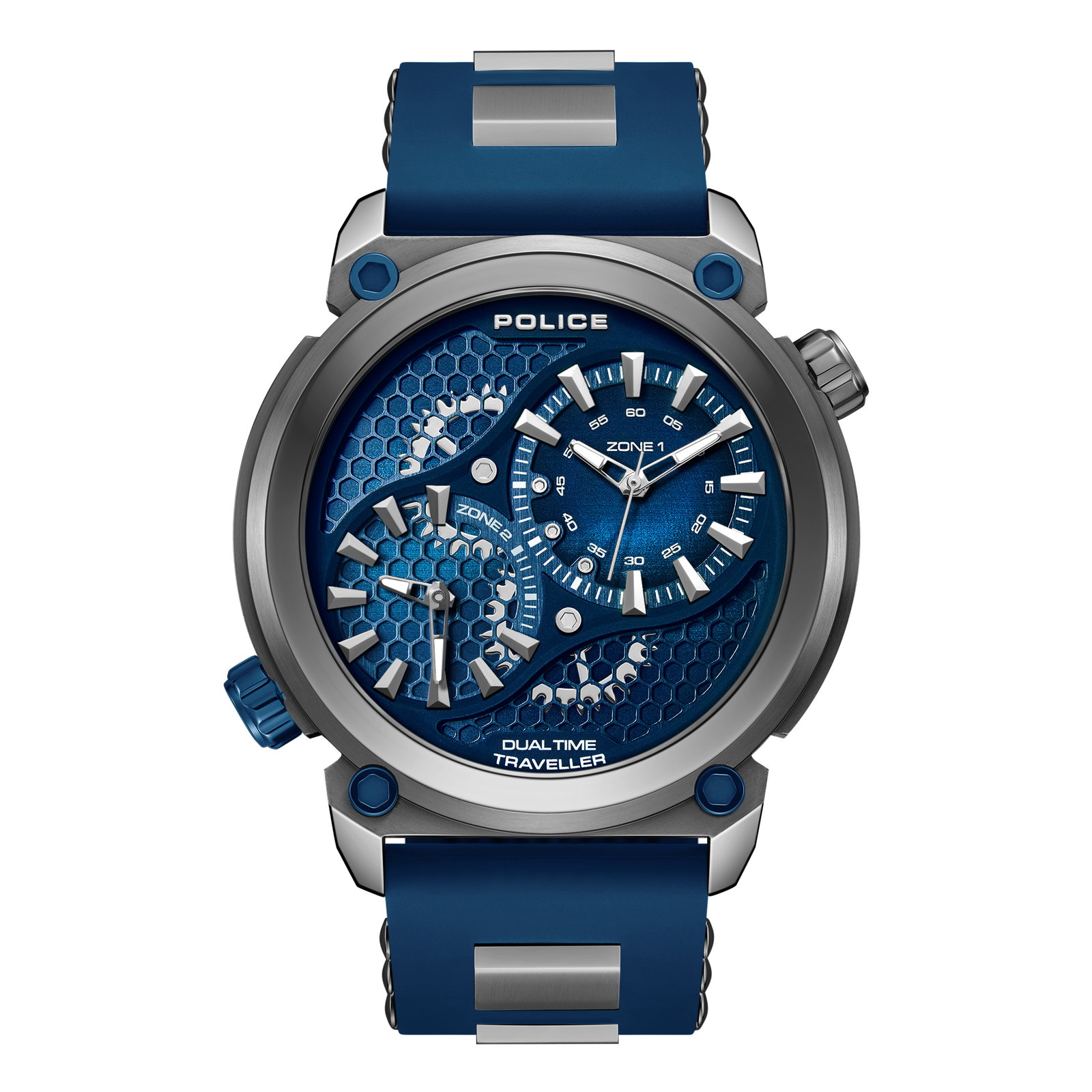 Police Mens Chronograph Watch Silicone Blue