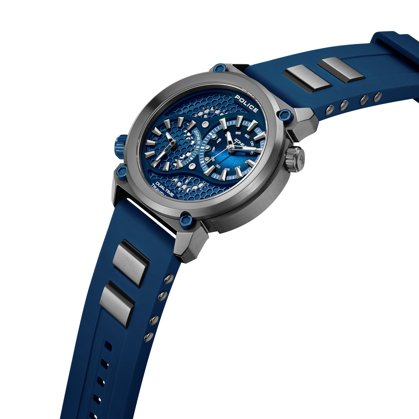 Police Mens Chronograph Watch Silicone Blue