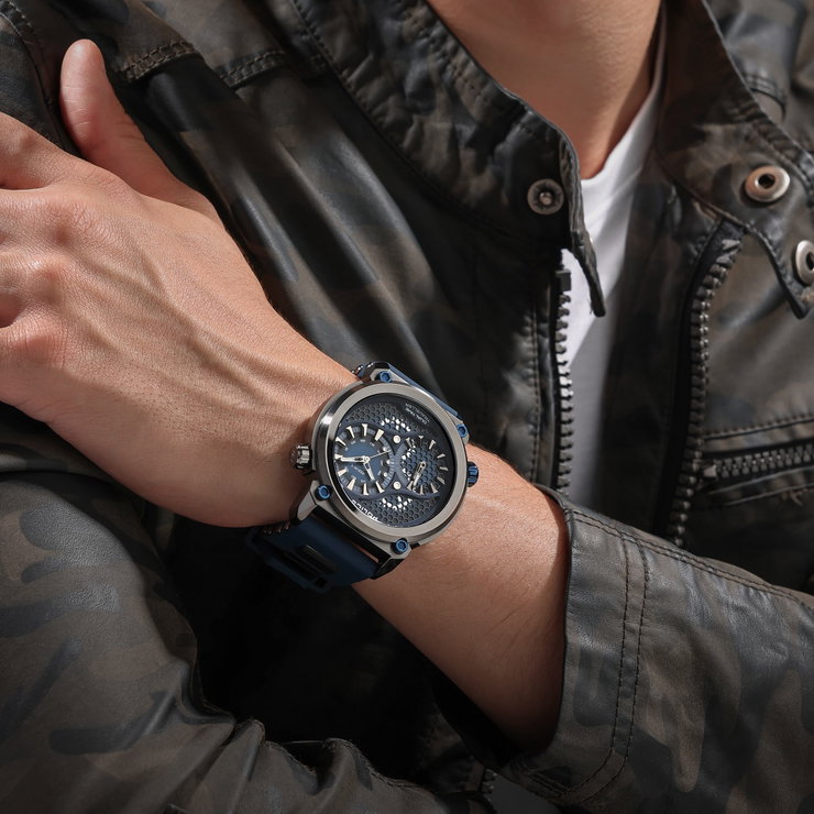 Police Mens Chronograph Watch Silicone Blue