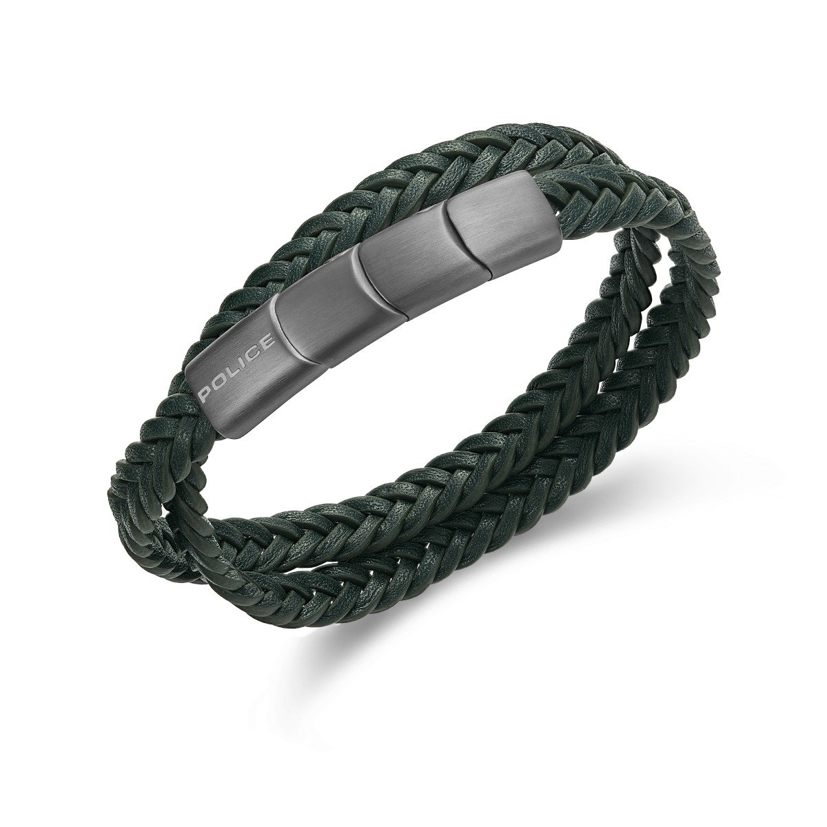 Police GRNLEA Men Bracelet Green Leather 