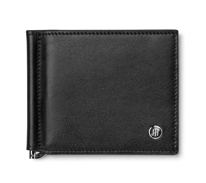 Montegrappa Signet Series Money Clip Wallet, Black Leather