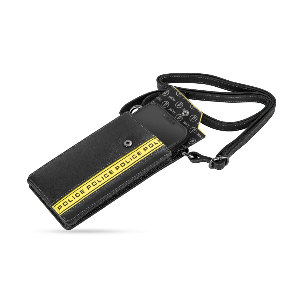 Police Swathe Mobile Pouch for Men Black leather 