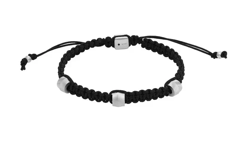 Fossil bracelet for men silver with black nylon