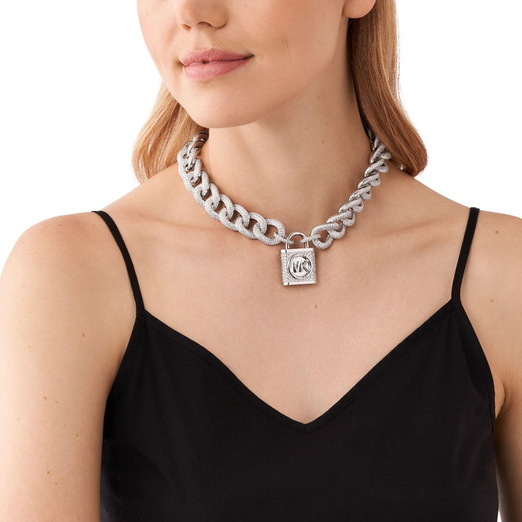 Michael Kors Women Metallic Muse Platinum Brass Necklace