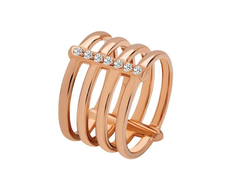 Cerruti 1881 Rose Gold Ring with Sparkling Crystals Size 54