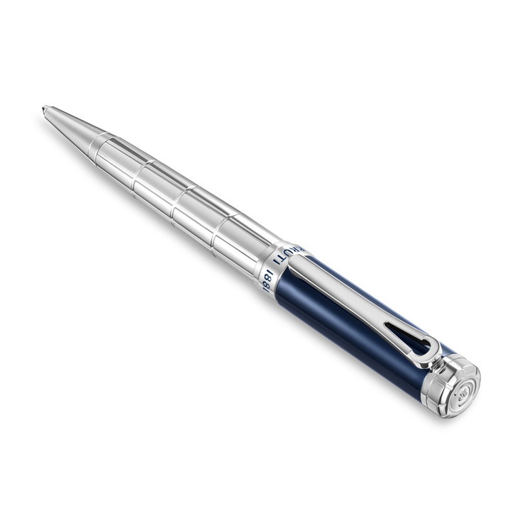 Cerruti 1881 Silver and Blue Ballpoint Pen with Line Design