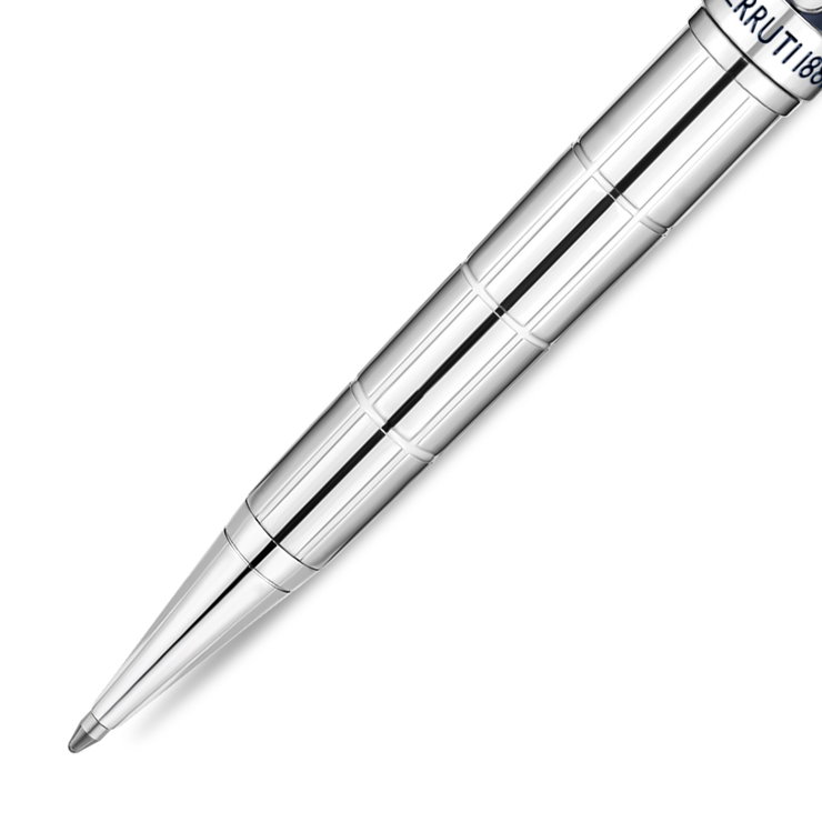 Cerruti 1881 Silver and Blue Ballpoint Pen with Line Design