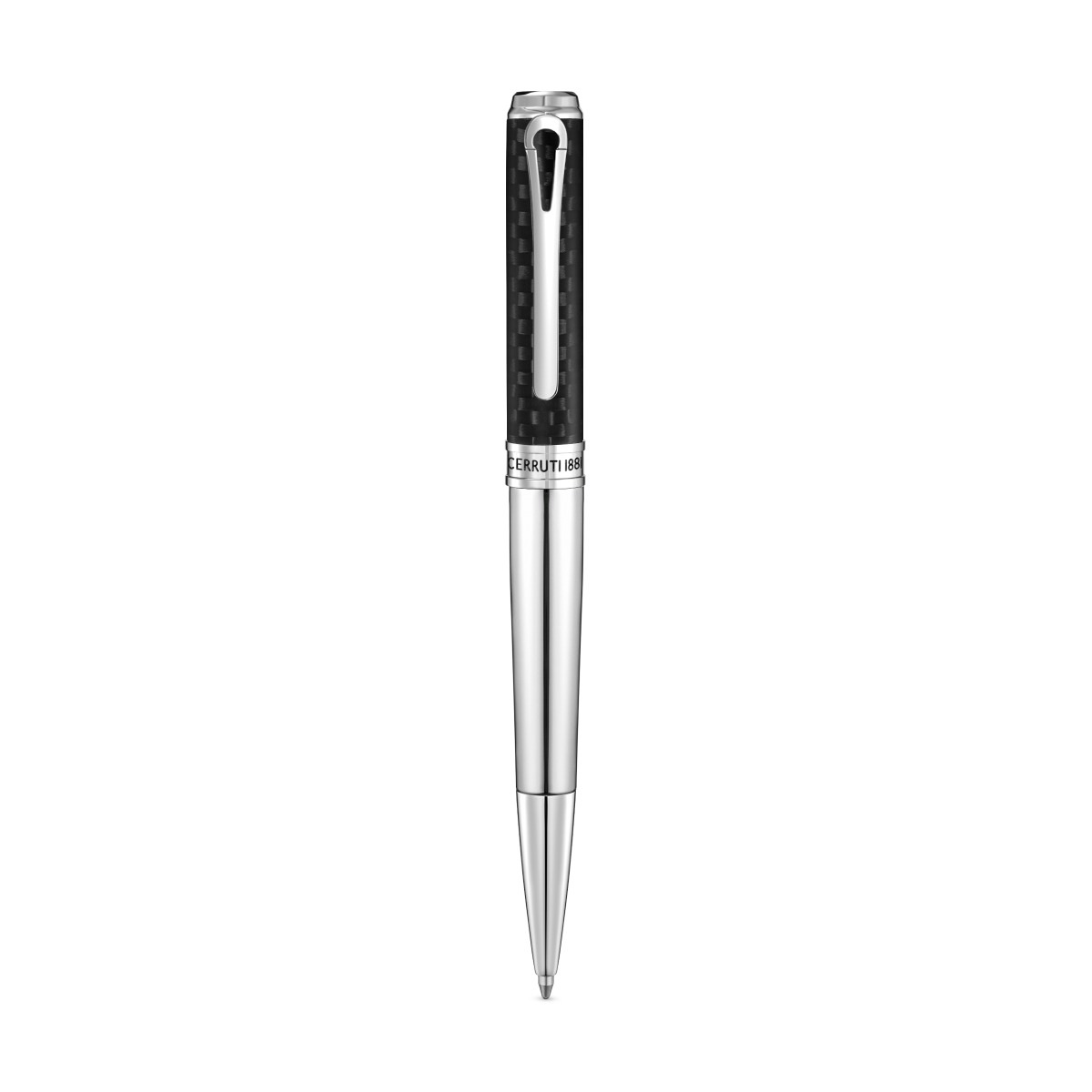 Cerruti 1881 Silver & Black Carbon Fiber Ballpoint Pen 