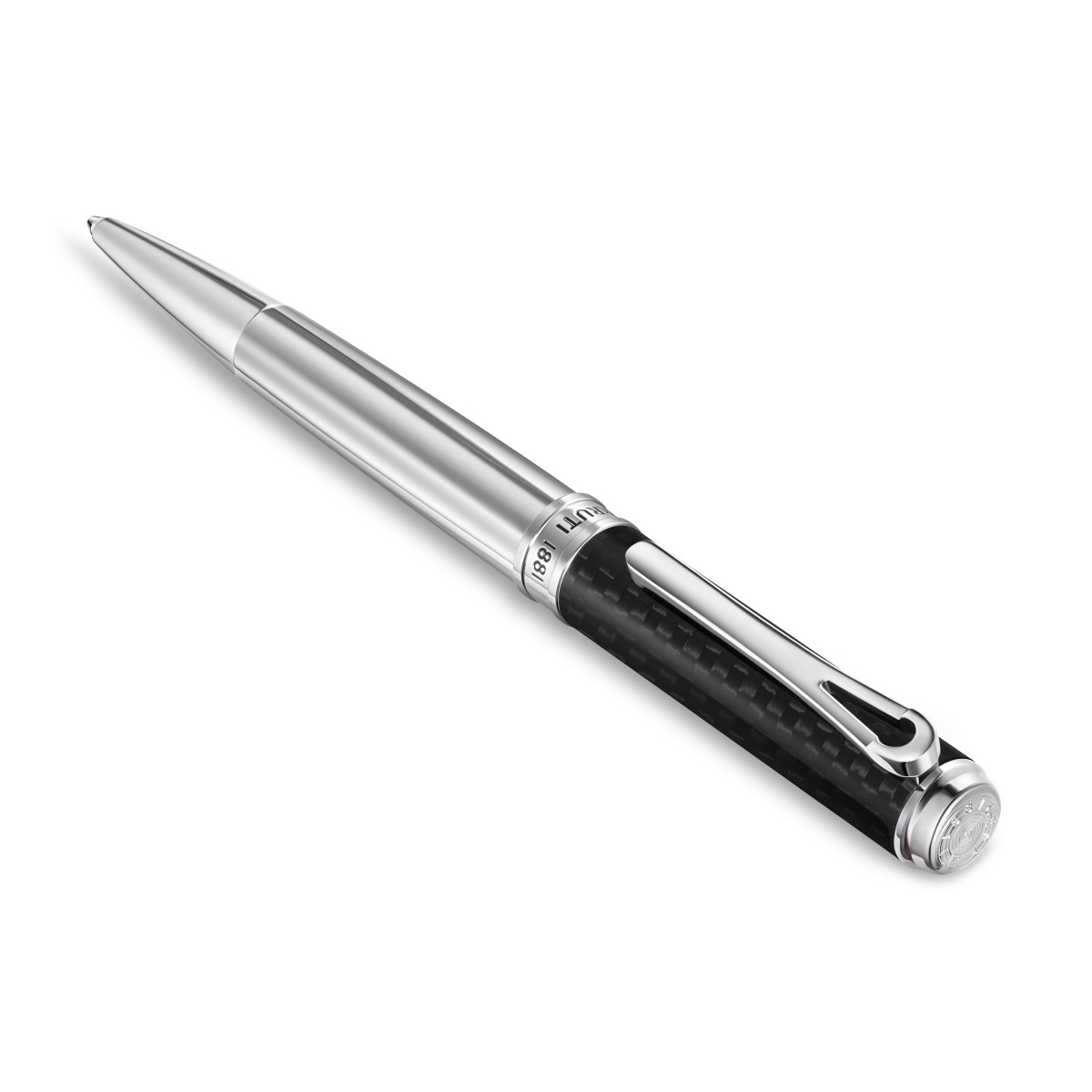 Cerruti 1881 Silver & Black Carbon Fiber Ballpoint Pen 