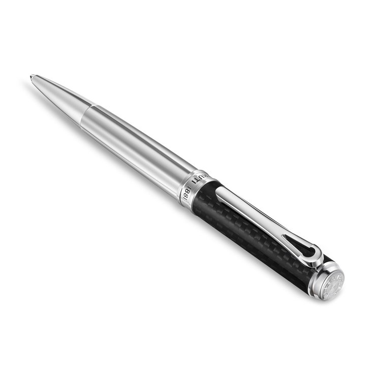 Cerruti 1881 Silver & Black Carbon Fiber Ballpoint Pen
