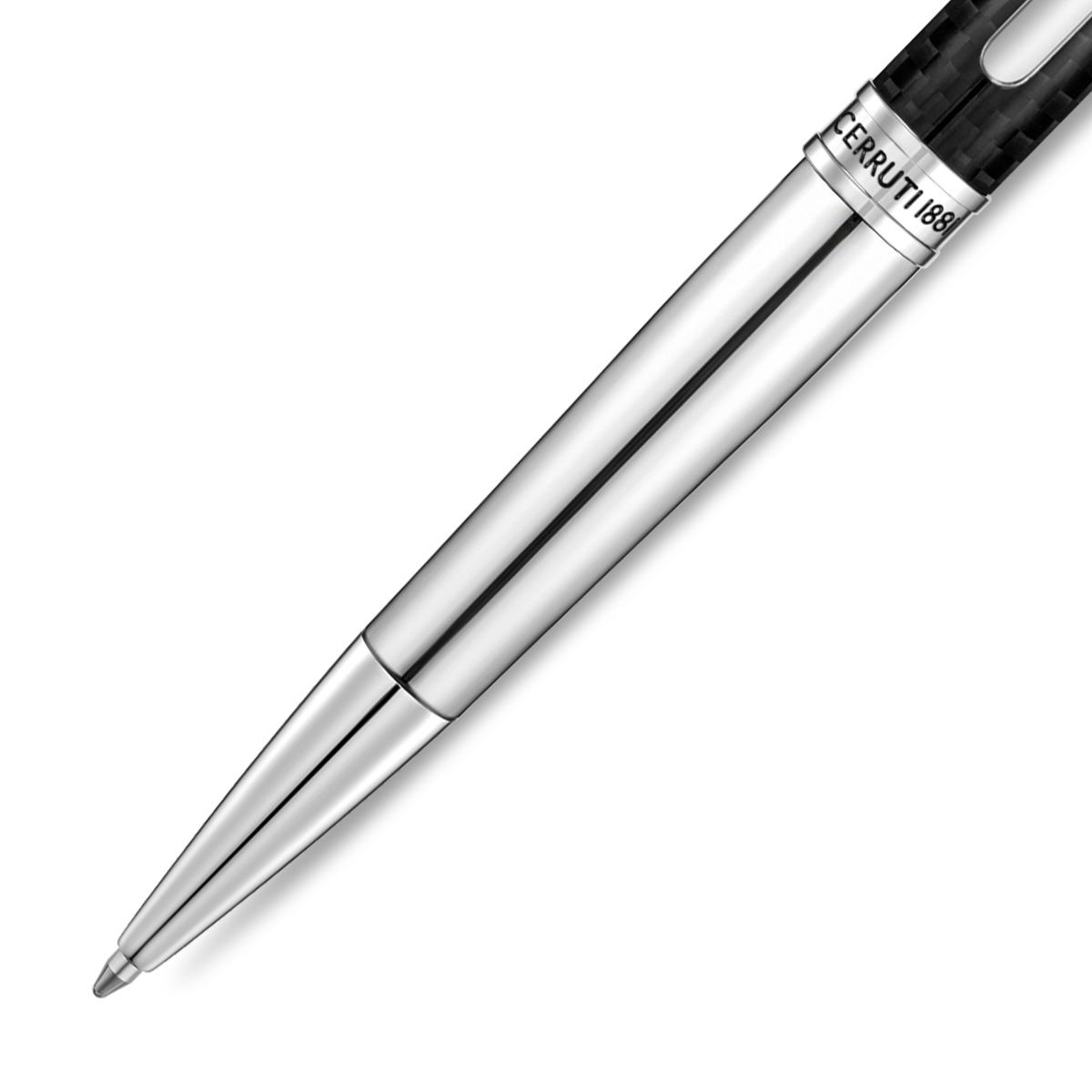 Cerruti 1881 Silver & Black Carbon Fiber Ballpoint Pen 
