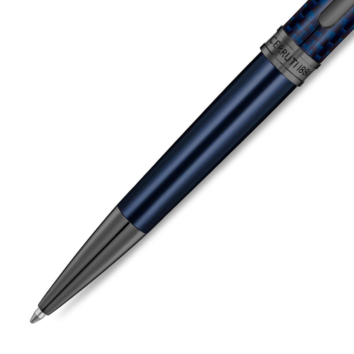 Cerruti 1881 Blue & Gunmetal Carbon Fiber Ballpoint Pen 