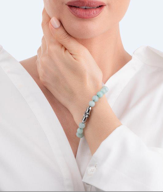 Police women silver bracelet with beads 