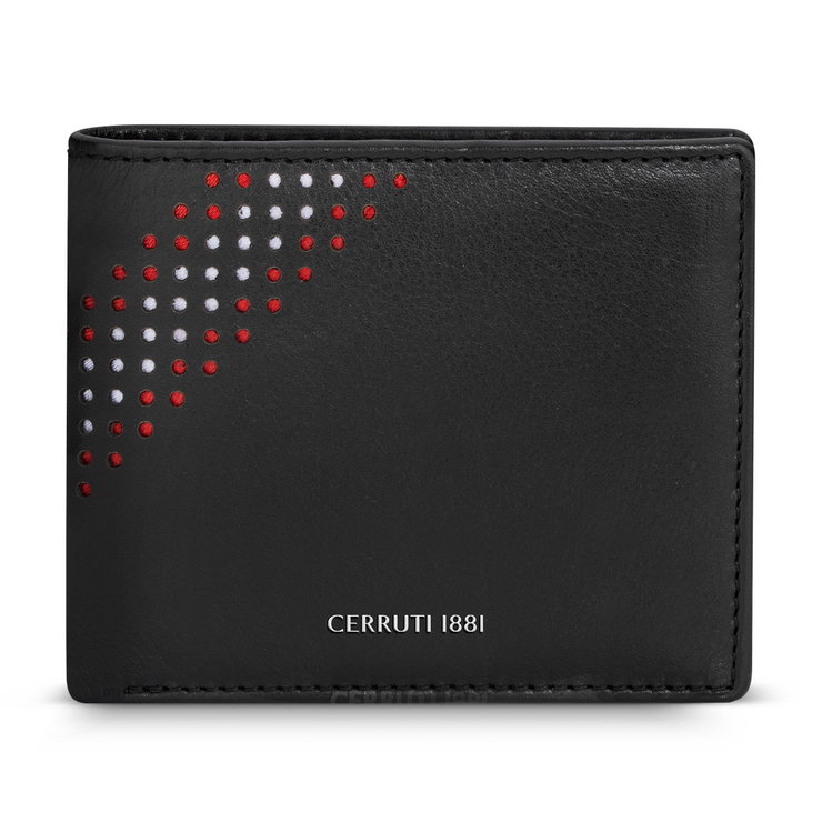 Cerruti 1881 wallet for men 6cc with black natural leather