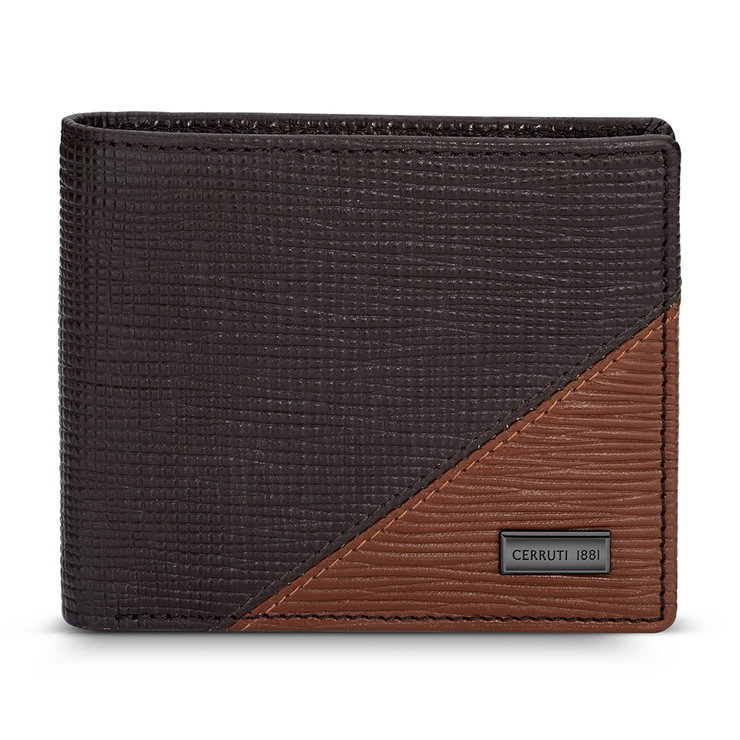 Cerruti 1881 leather wallet for men brown , Black 8 cards