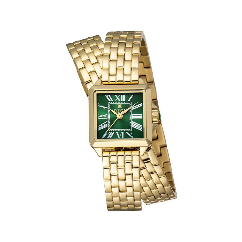 DICI Milano Appia ladies watch stainless steel gold , Green 