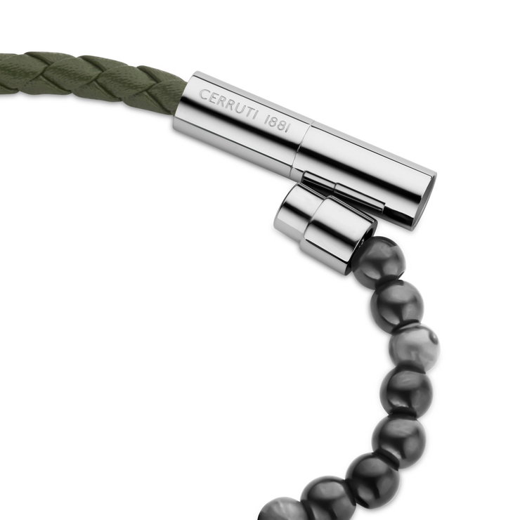 Cerruti 1881 DUAS bracelet for men silver , Brown leather