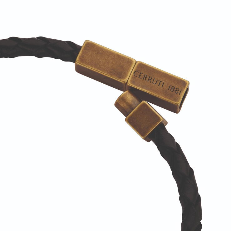 Cerruti 1881 Men’s Leather Bracelet with Tiger Eye - Black Beads