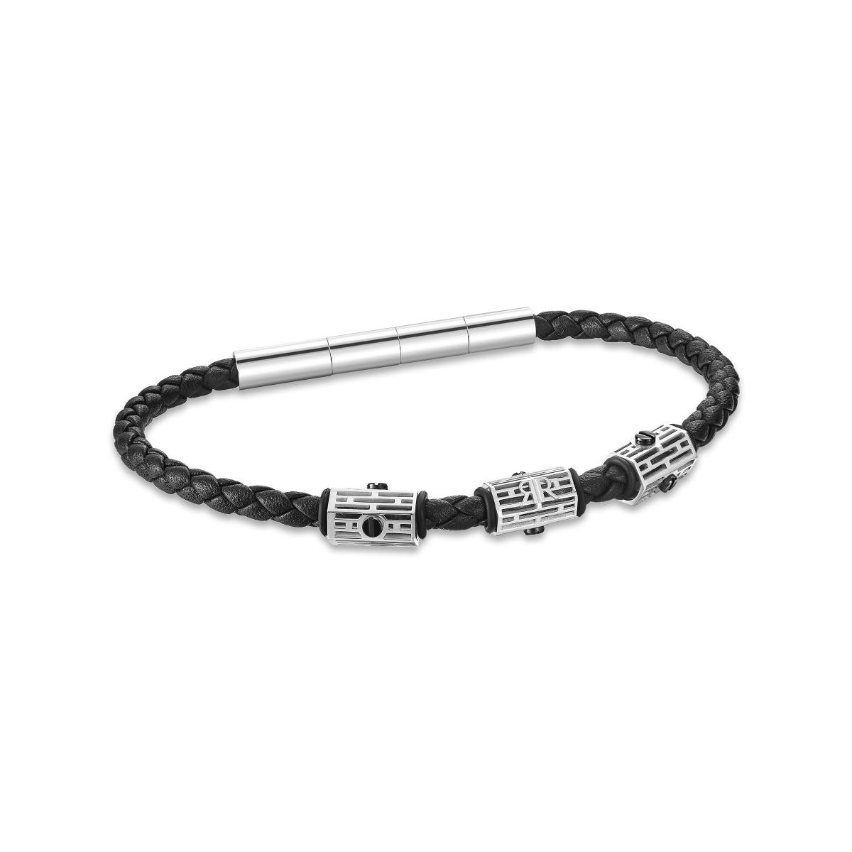 Cerruti 1881 Men's Black Bracelet Braided Leather 