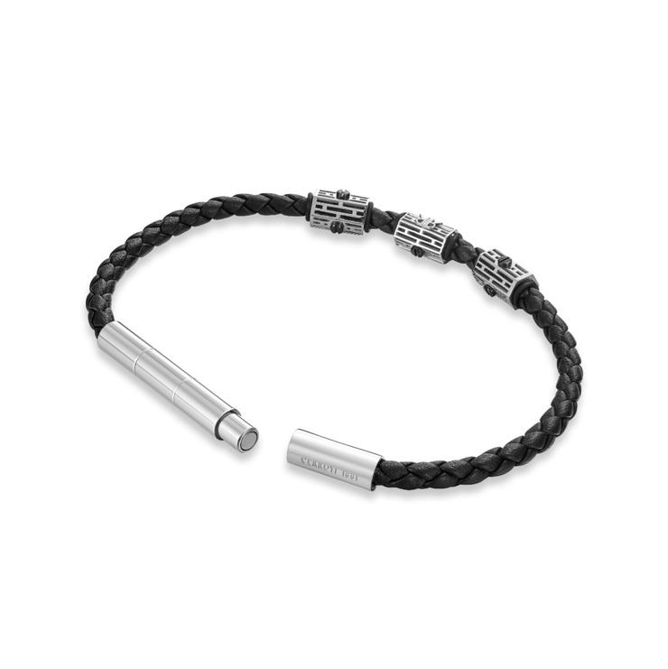 Cerruti 1881 Men's Black Bracelet Braided Leather 