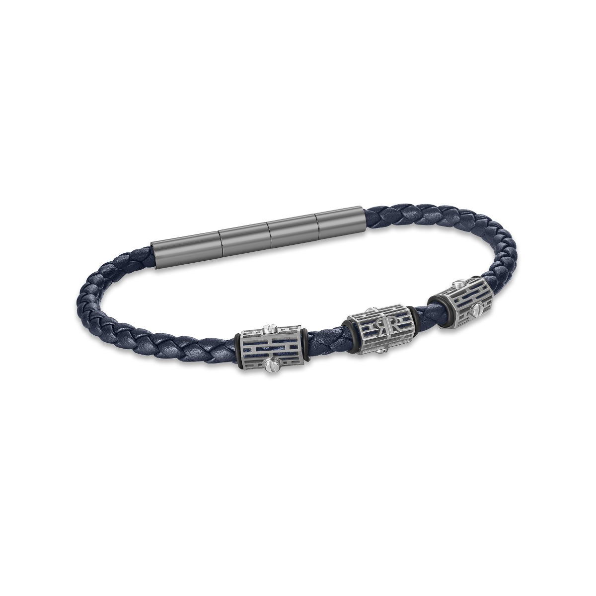 Cerruti 1881 Men's Navy Blue Bracelet Braided Leather 