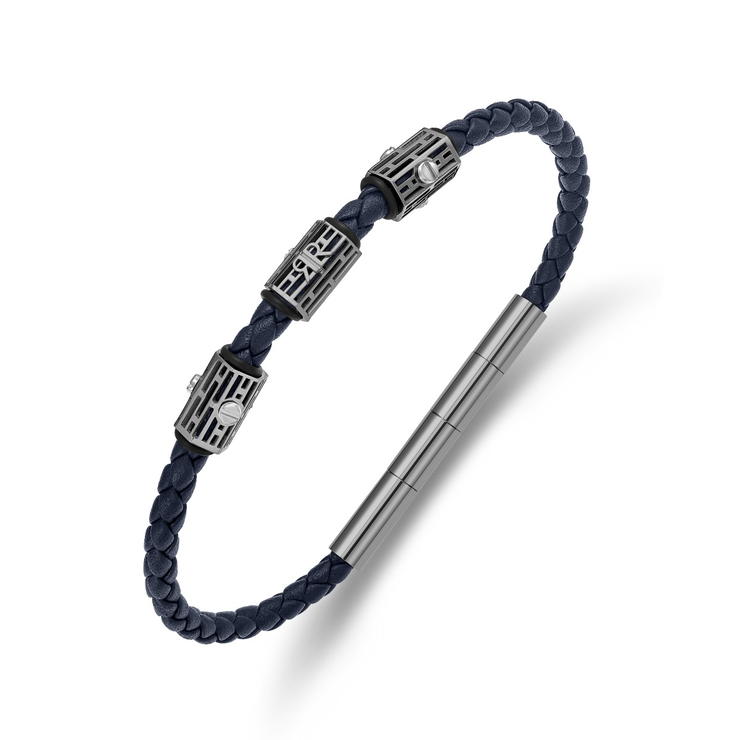 Cerruti 1881 Men's Navy Blue Bracelet Braided Leather 