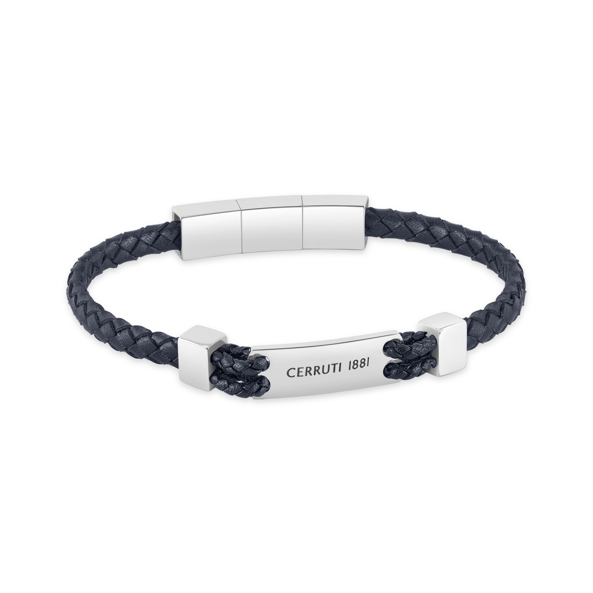 Cerruti 1881 Alessandro Blue Braided Leather Men's Bracelet