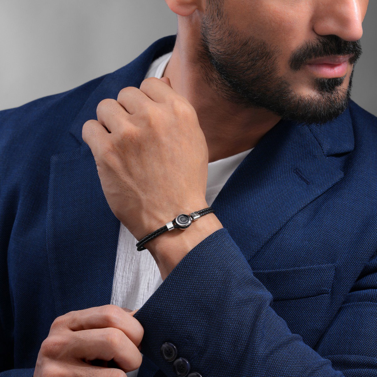Cerruti 1881 Vincenzo Black Braided Men's Bracelet