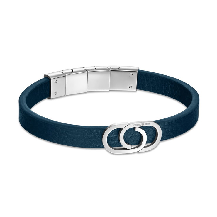 Cerruti 1881 Men's Leather Bracelet - Blue Leather