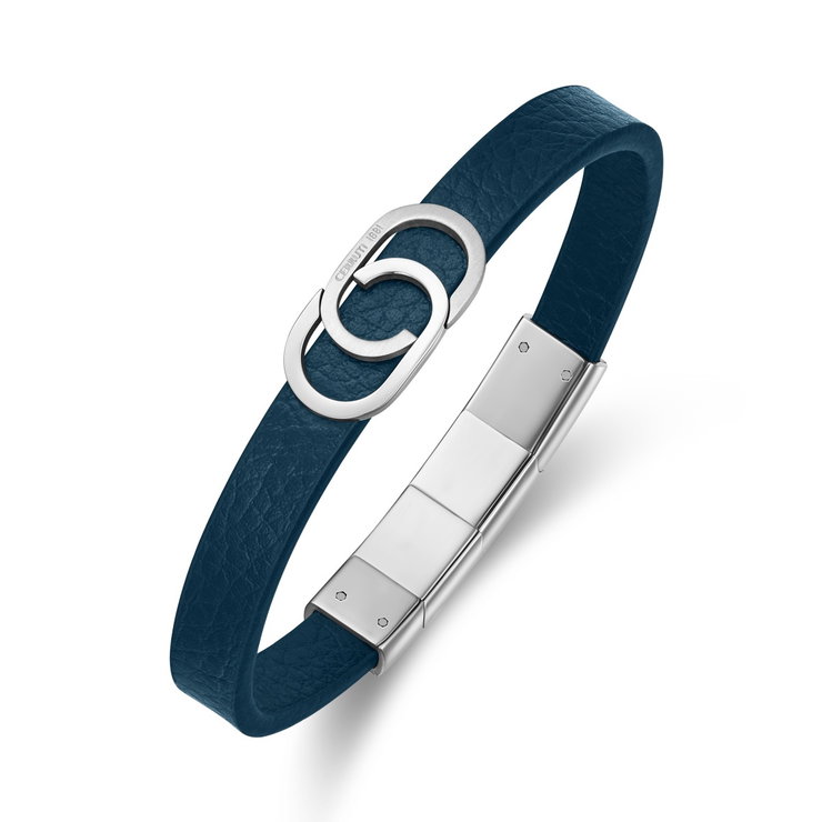 Cerruti 1881 Men's Leather Bracelet - Blue Leather