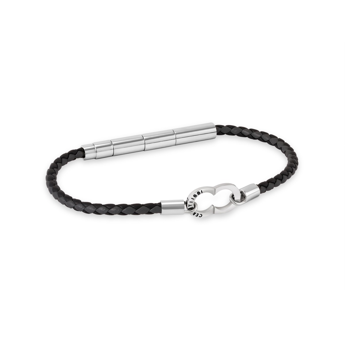 Cerruti 1881 Saverio Men Black and Grey Leather Bracelet